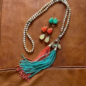 Beaded Tassel Necklace & Earring Bundle